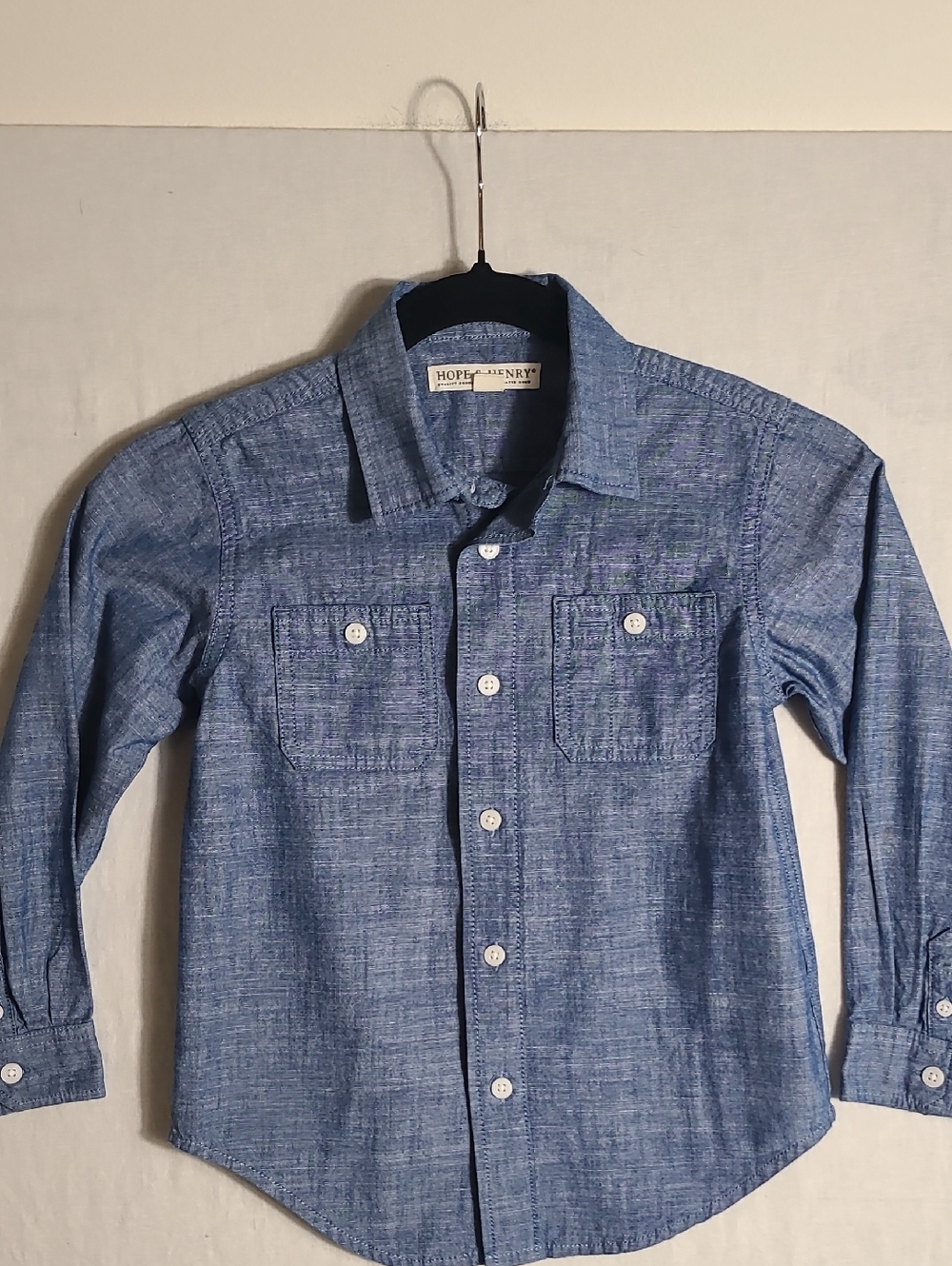Hope And Henry Boys' Blue Chambray Button-Down Shirt Size S